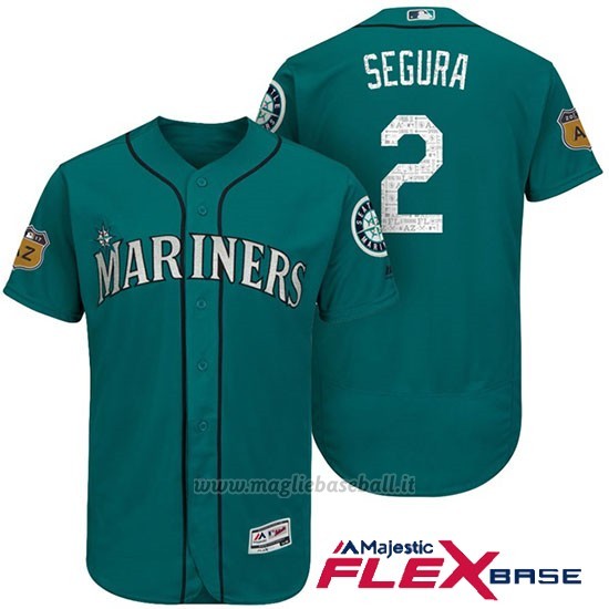 Maglia Baseball Uomo Seattle Mariners Jean Segura Aqua 2017 Allenamento Primaverile Flex Base